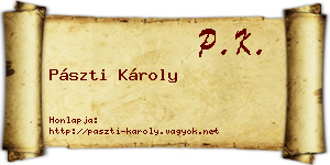 Pászti Károly névjegykártya