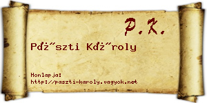 Pászti Károly névjegykártya